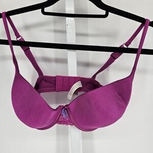 Hanes Womens Sz 36D Padded Push Up Bra Bright Purple Style W007